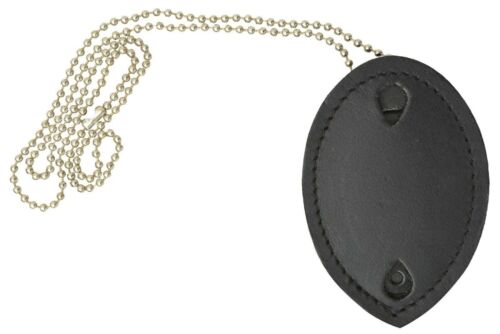 Clip-on Leather Shield Style Badge Holder Pocket Belt Clip Neck Chain Marshal