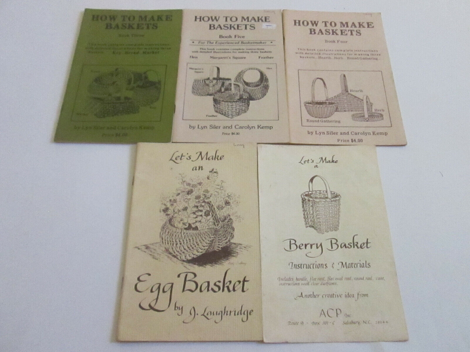 Lot Of 5 How To Make/let's Make A Basket Booklets 1981-1984 Acp North Carolina
