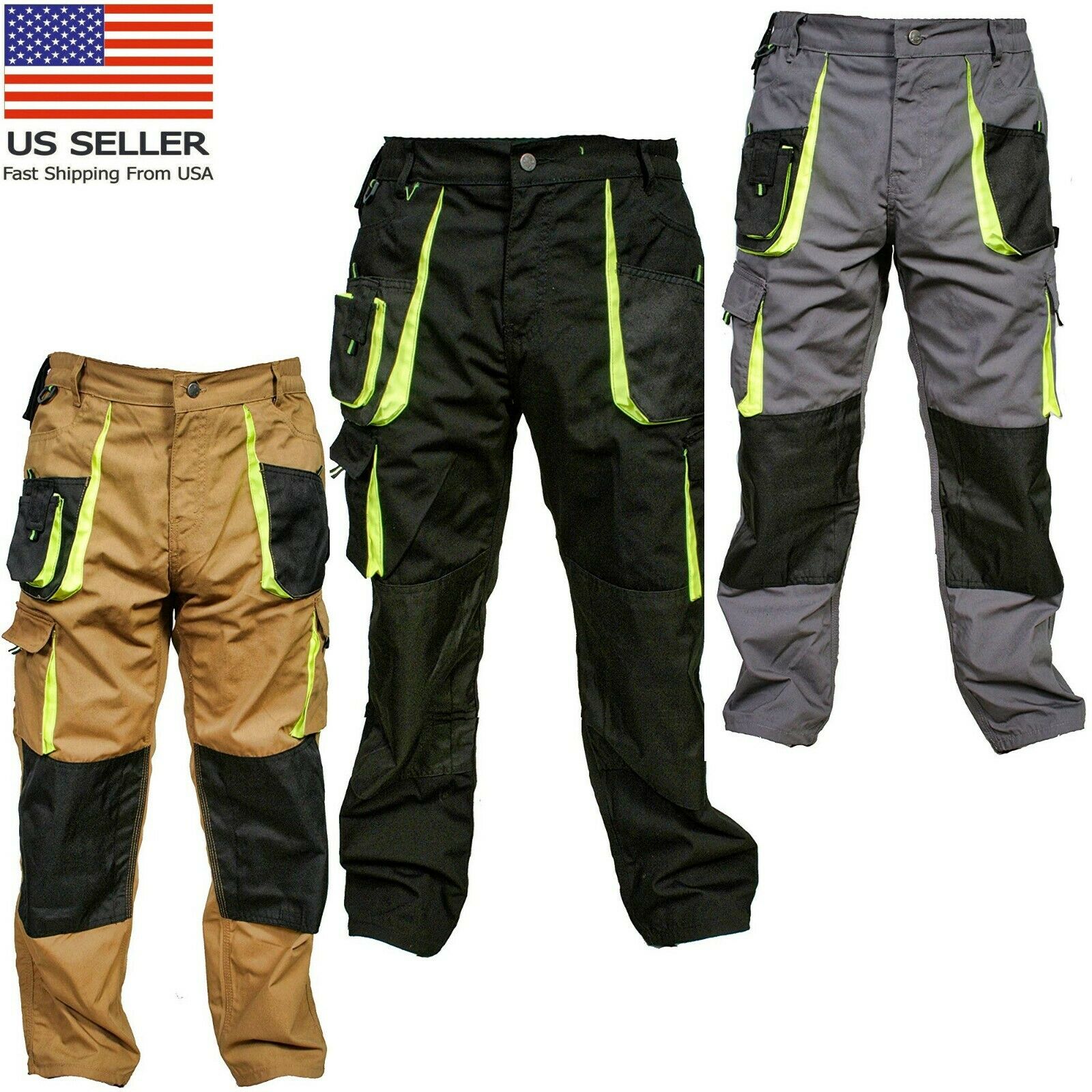 Mens Work Trousers Kneepad & Holster Pockets Cordura Cargo Combat Working Pants
