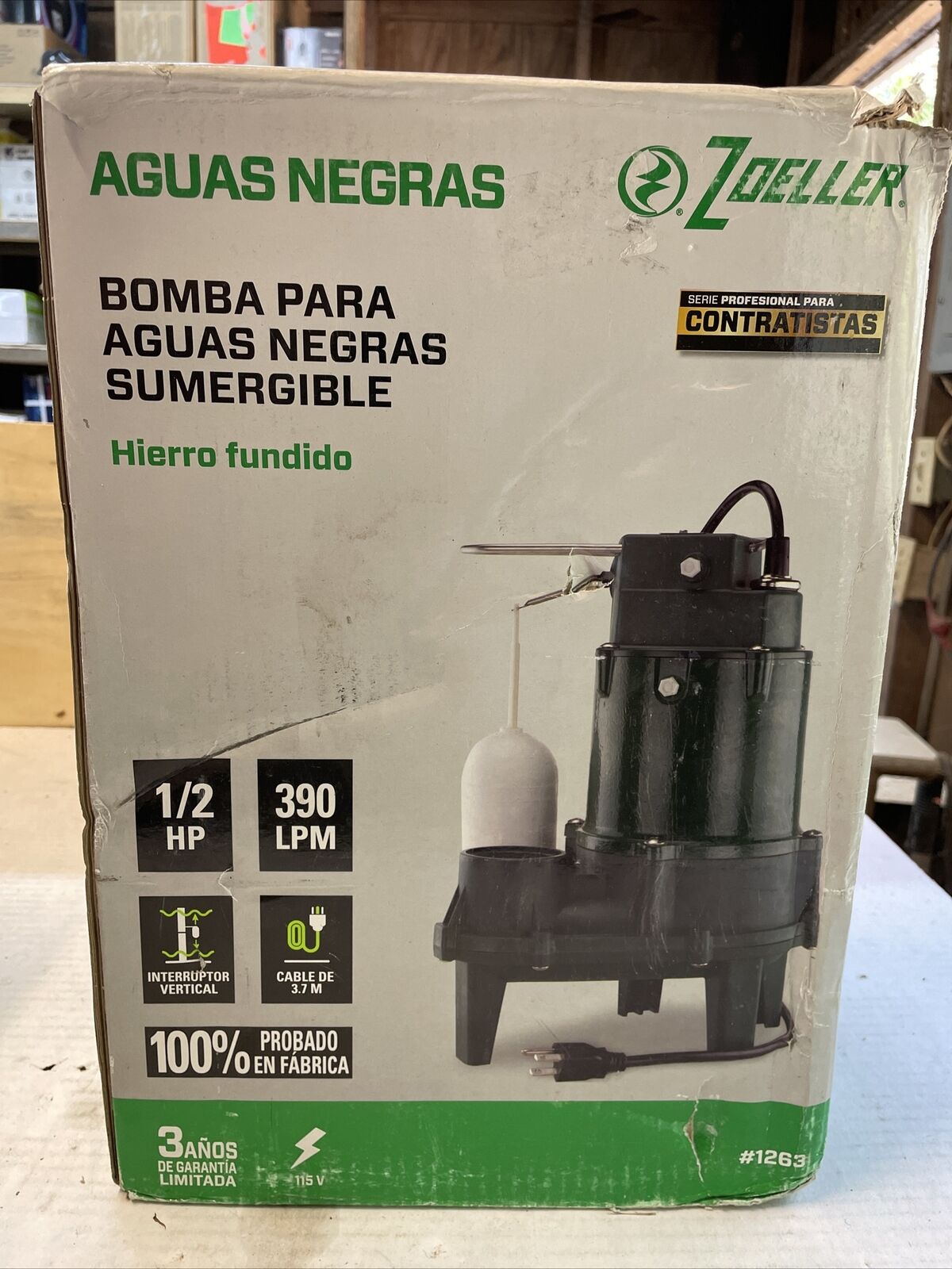 Zoeller 1/2 Hp Submersible Cast Iron Sewage Pump Open Box Never Used. 0086