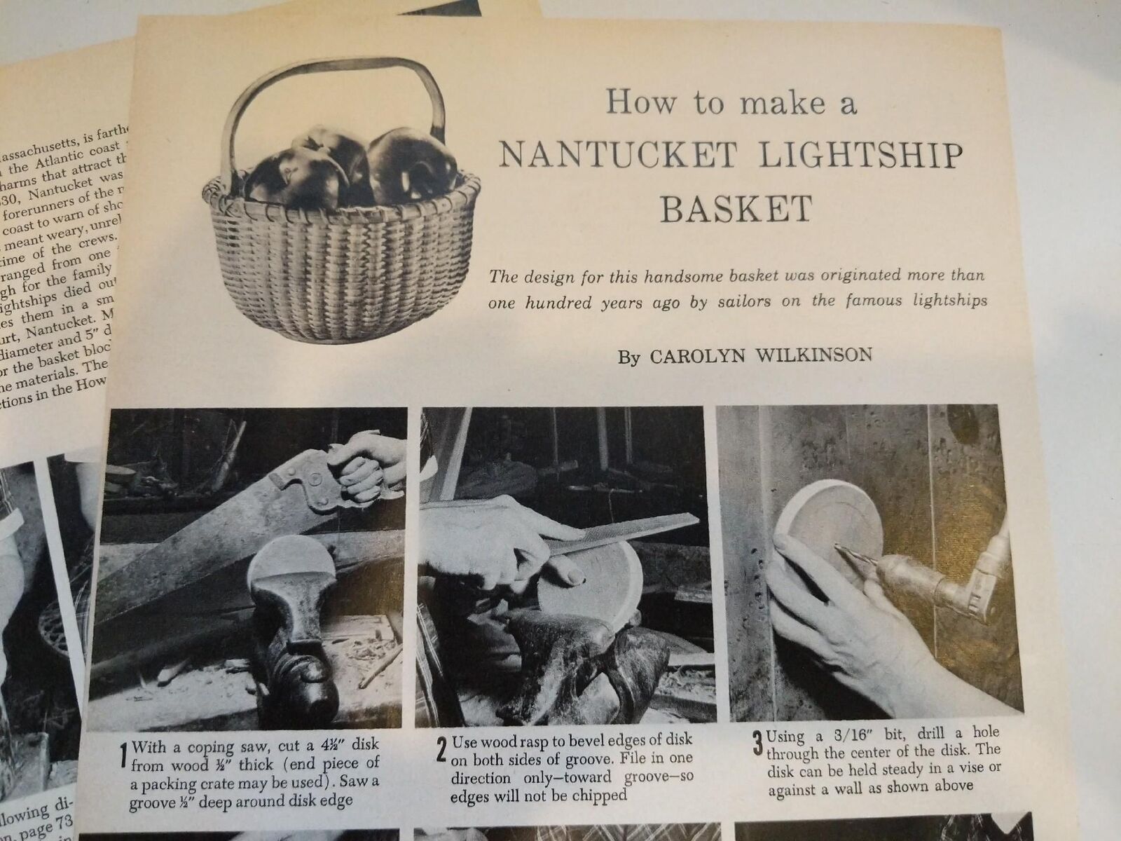 How To Make A Nantucket Lightship Basket Magazine Article Pattern 1949 Copy