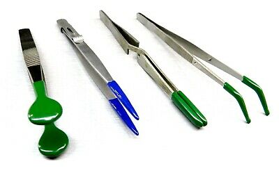 Tweezers Rubber Coated Tips Pvc Non Marring 4 Pcs Beads Jewelry Hobby Craft Work