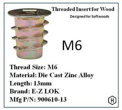 E-z Lok M6 Flanged Die Cast Zinc Hex-drive Threaded Insert For Wood (50 Pcs)