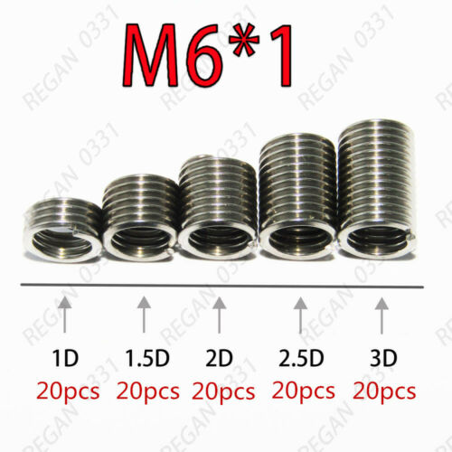 100pcs M6x1.0 Stainless Steel Helicoil Thread Inserts Assortments Metric Coarse