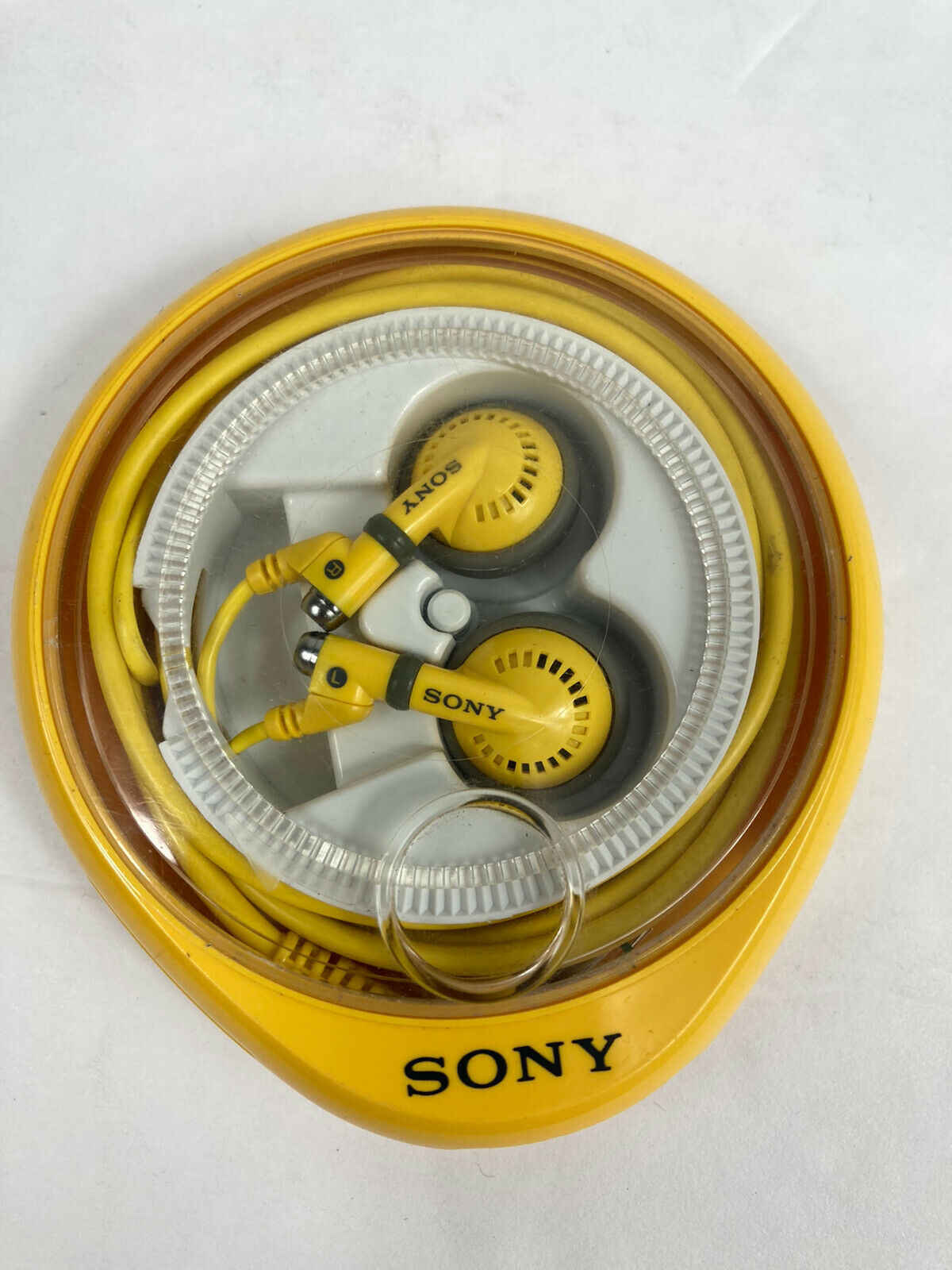 Vintage  Sony Fontopid Mdr-e222 Earphones Yellow Earbuds With  Case