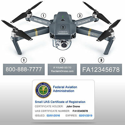 Drone Decals / Labels + Faa Uas Registration Certificate Id Card - For Hobbyist