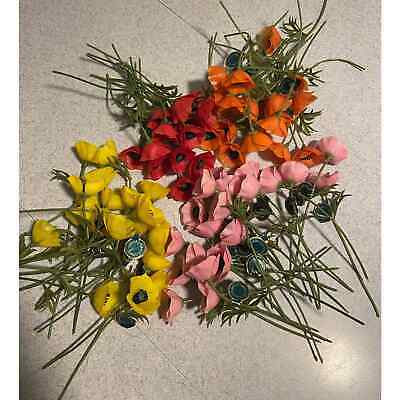 Vintage Plastic Poppy Flowers (73 Flowers)