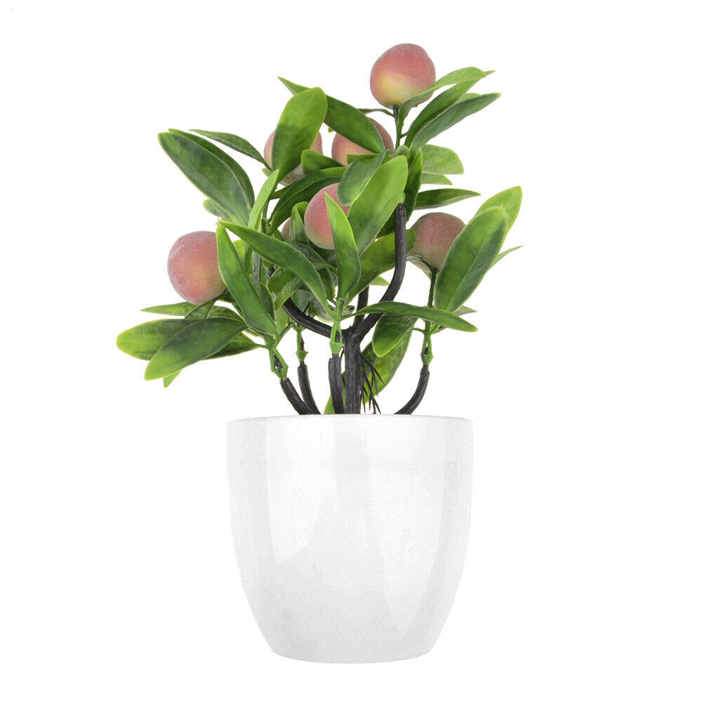 Mini Artificial Potted Flower Fake Plant Peach For Indoor Outdoor Home Decor