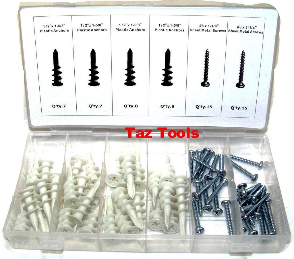 60pcs Plastic Drywall Anchor Assorment Self Drilling Anchors With Screw Kit Set