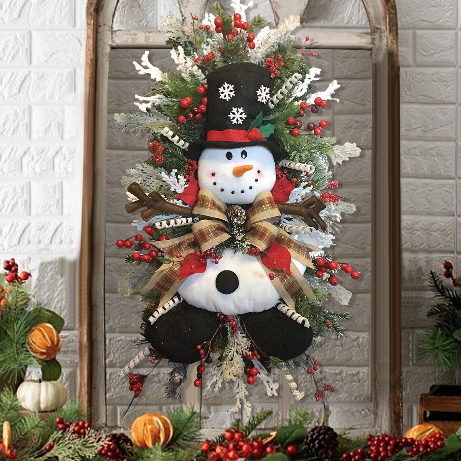 Snowman Christmas Wreath,christmas Door Wreath,door Decor, Christmas Decor ✌